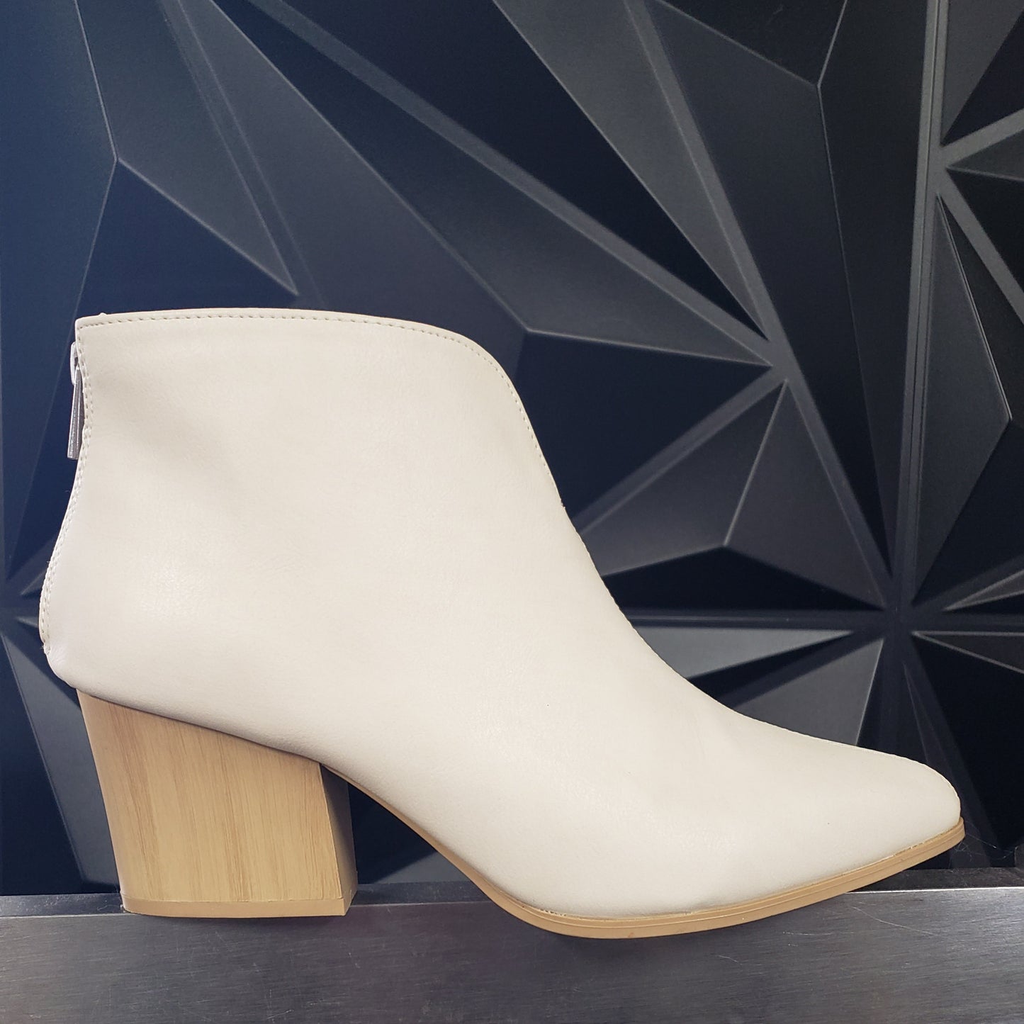 Nava-26A Off-White Distress Booties