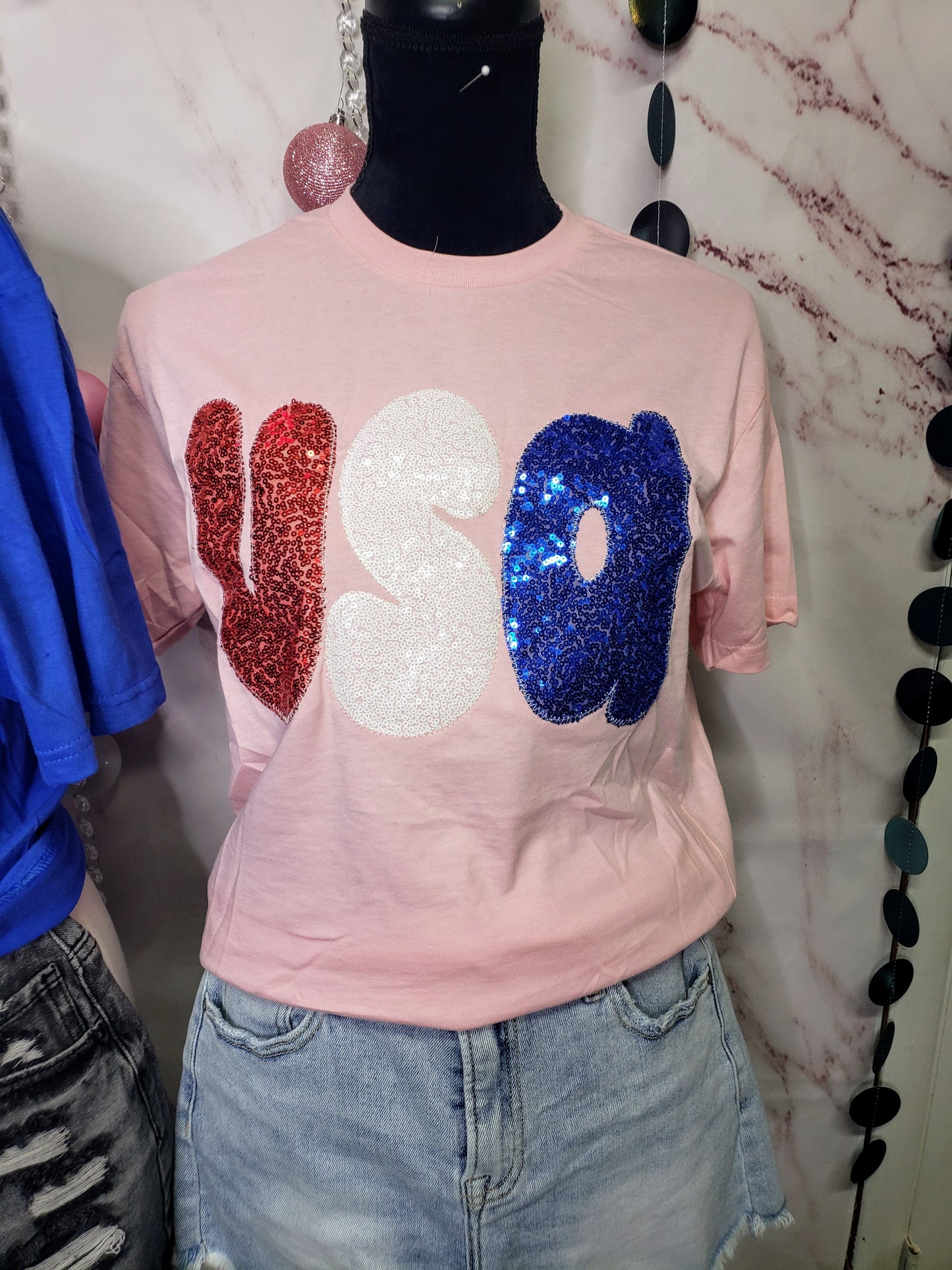 Glitter USA Pink Tee