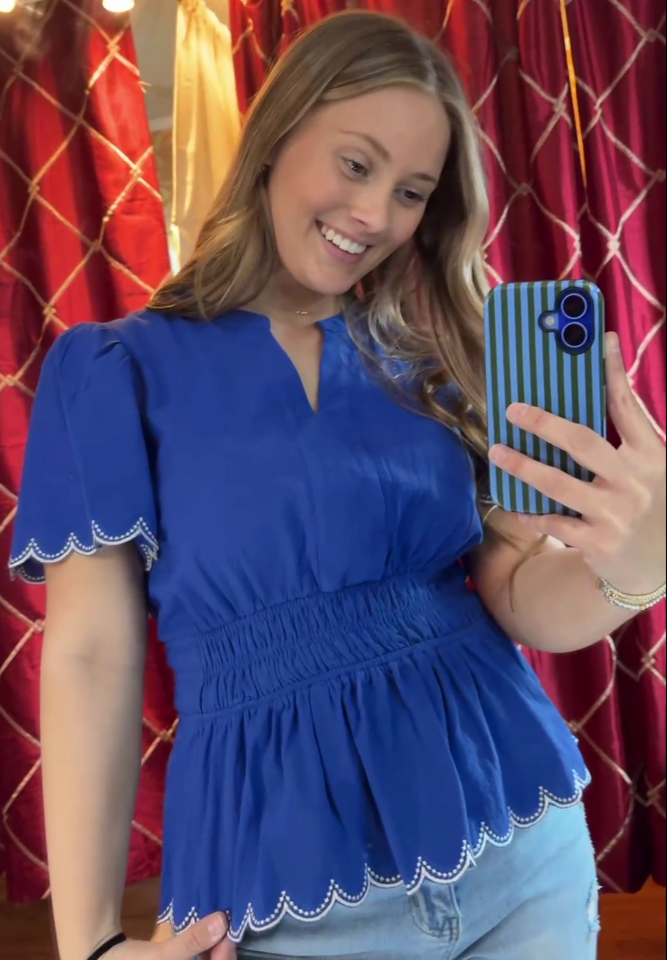 Royal Blue Peplum Top