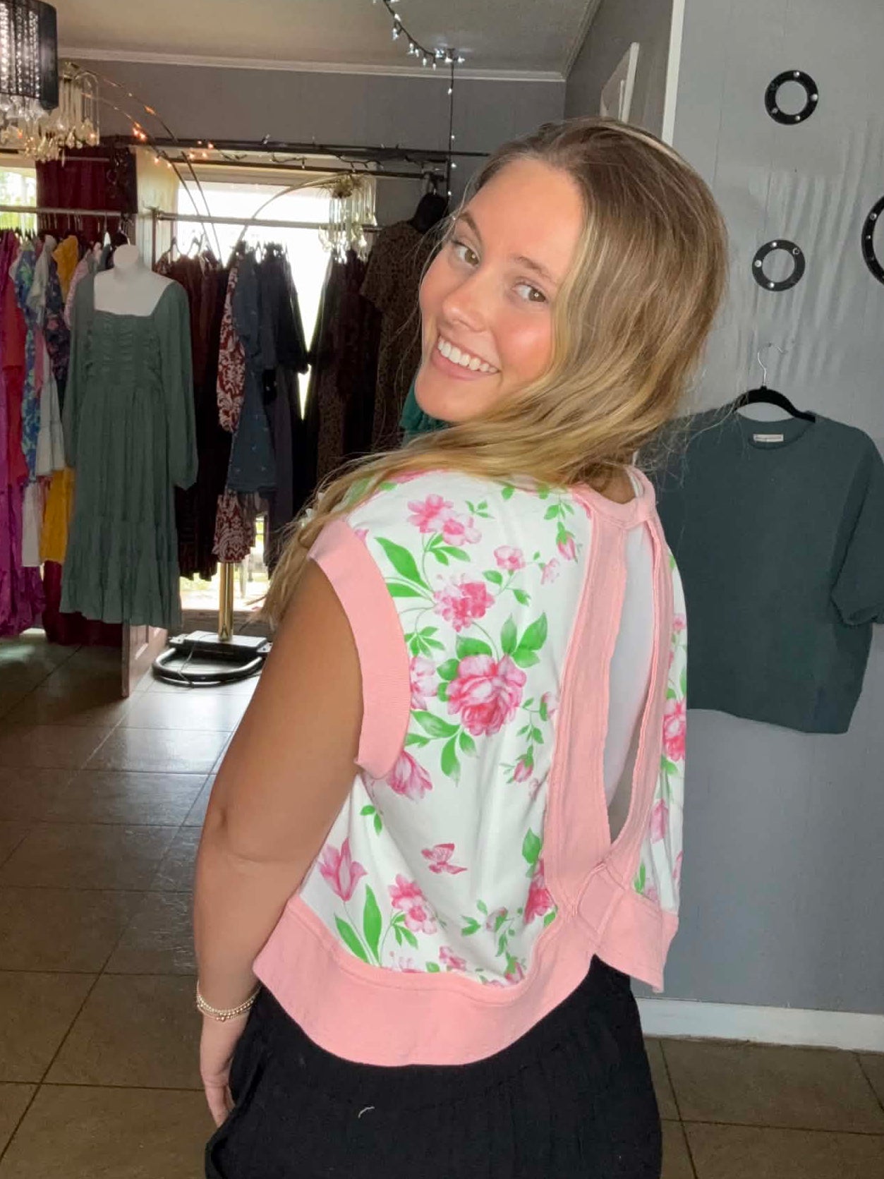 Floral Open Back Shirt