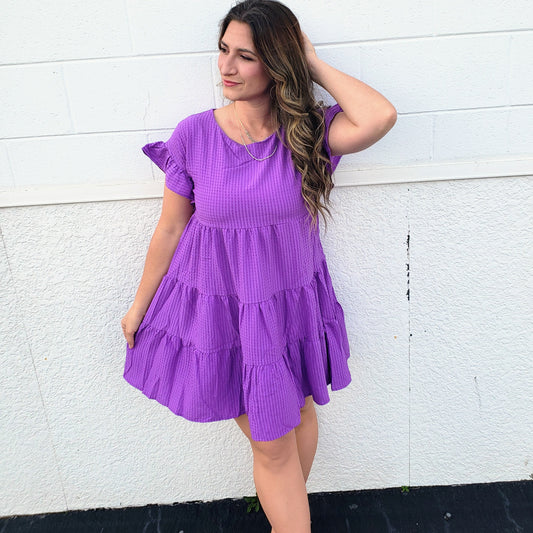 Violet Blossom Tiered Dress