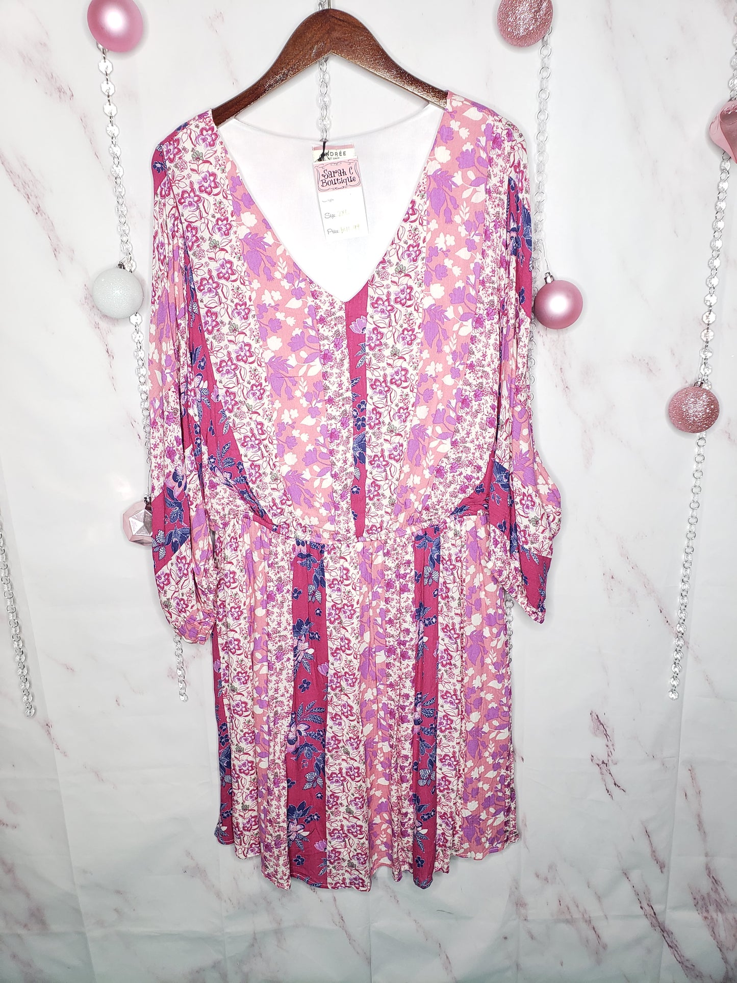 Abstract Floral Pink Dress