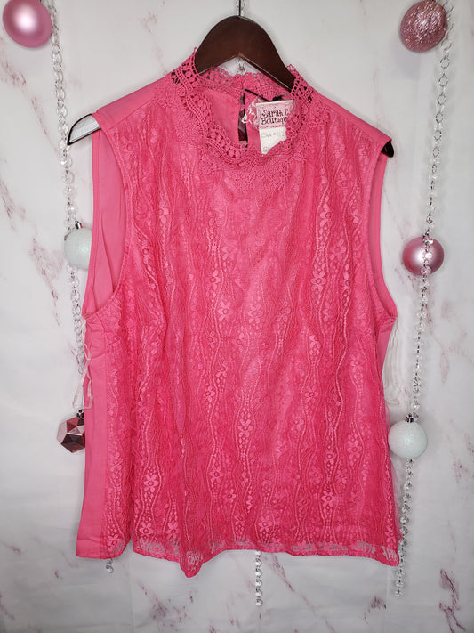 Pink Lace High Neck Top