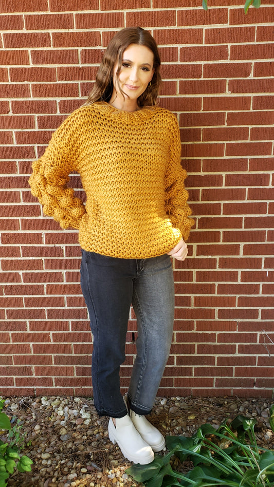 Mustard Pom Pom Sweater
