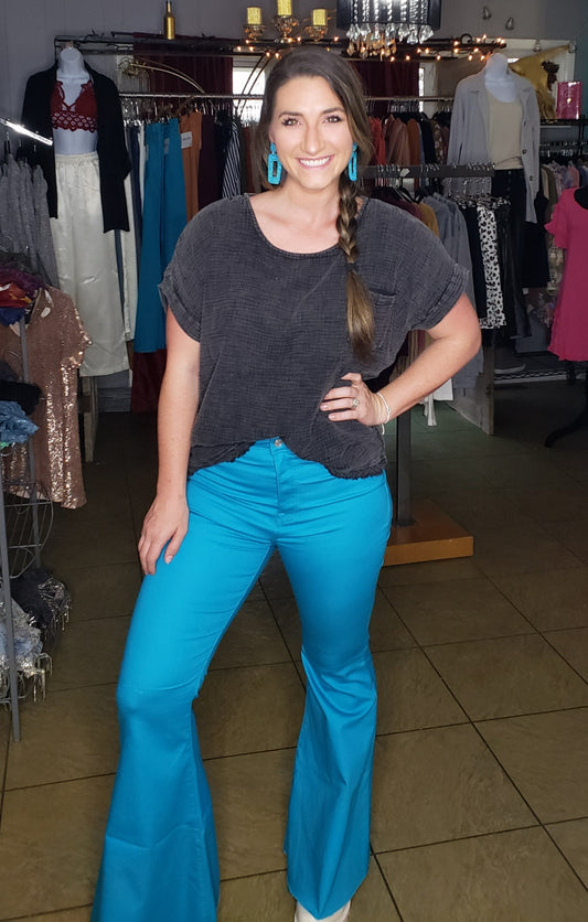 Teal Flare Jeans