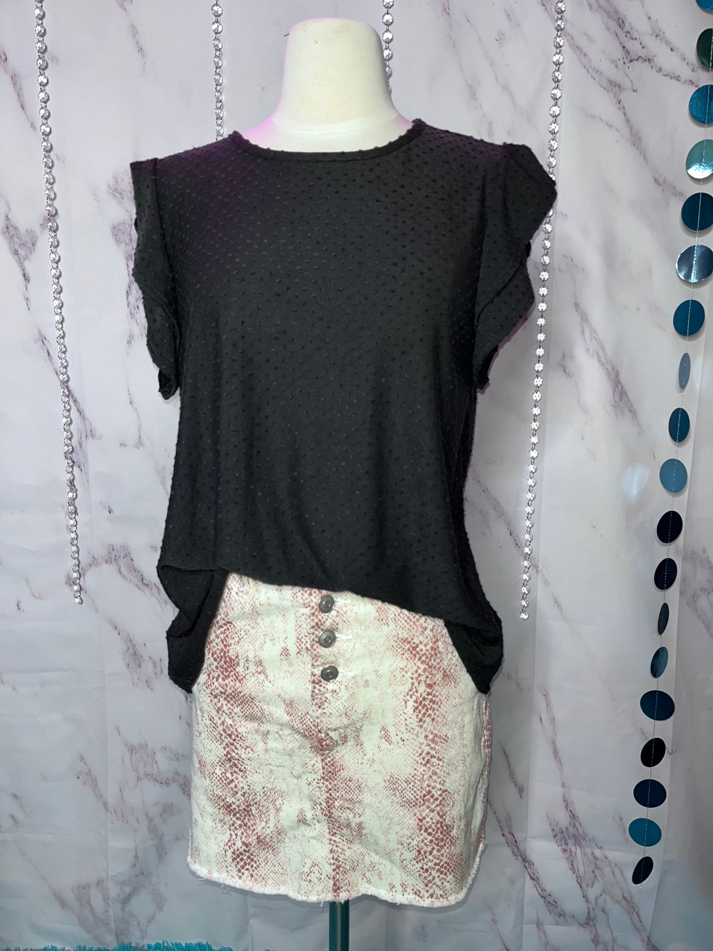 Light Pink Snakeskin Print Skirt