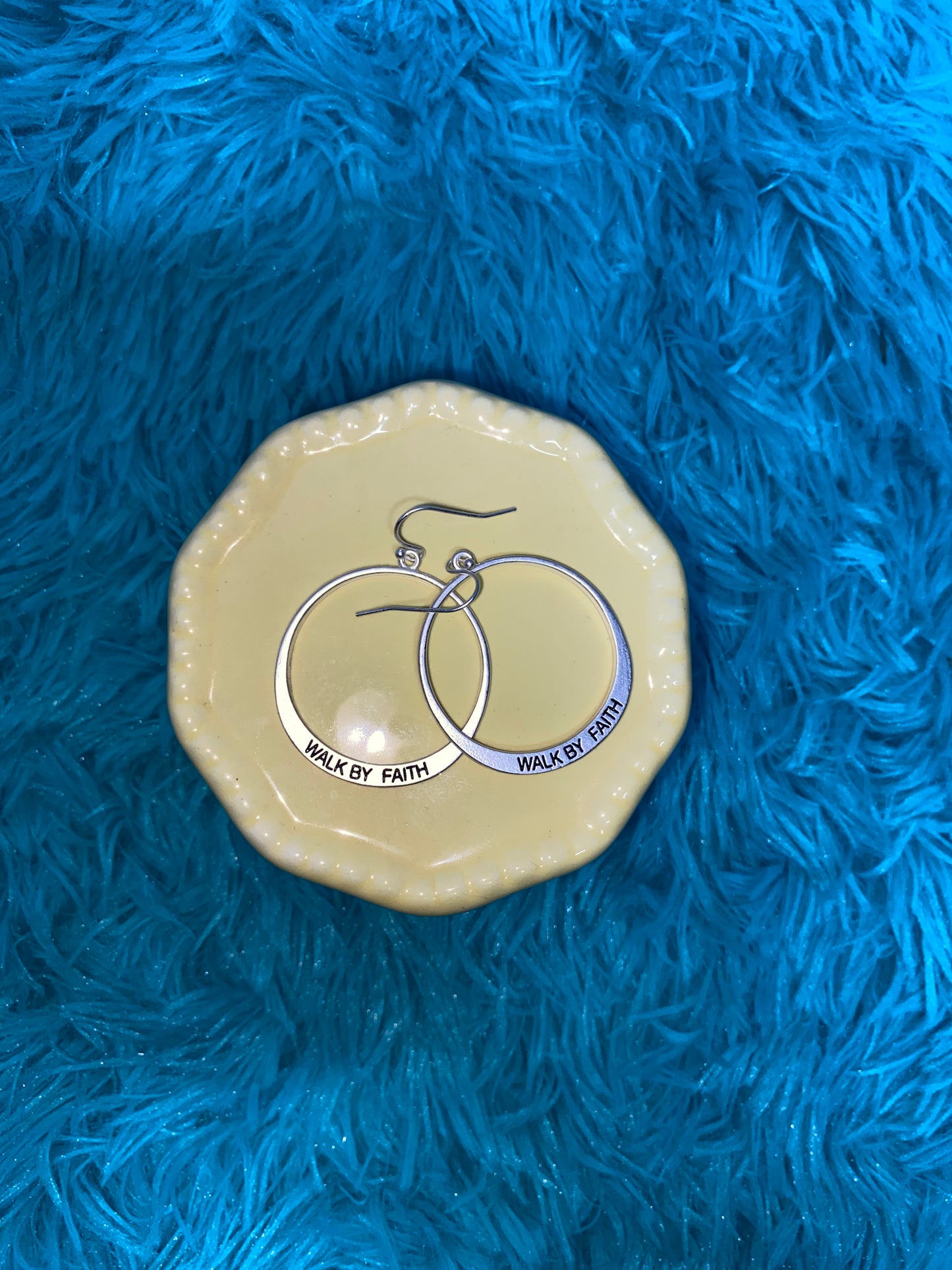 WALK BY FAITH silver hoops