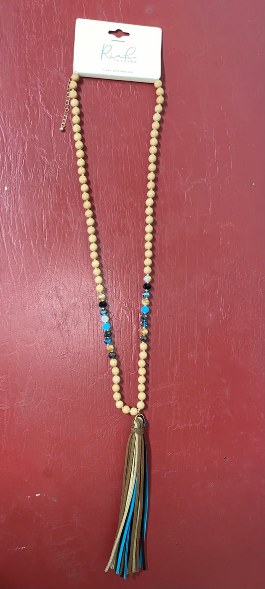 Beaded Tassel Necklace in Multi-Color