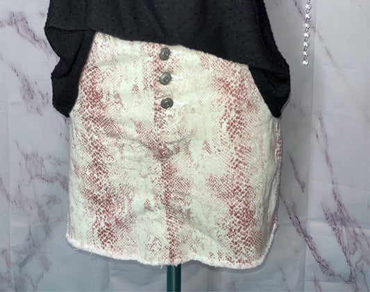 Light Pink Snakeskin Print Skirt