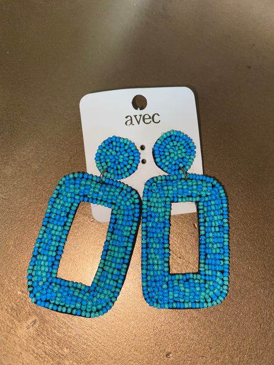 Teal/ Blue beaded Earrings
