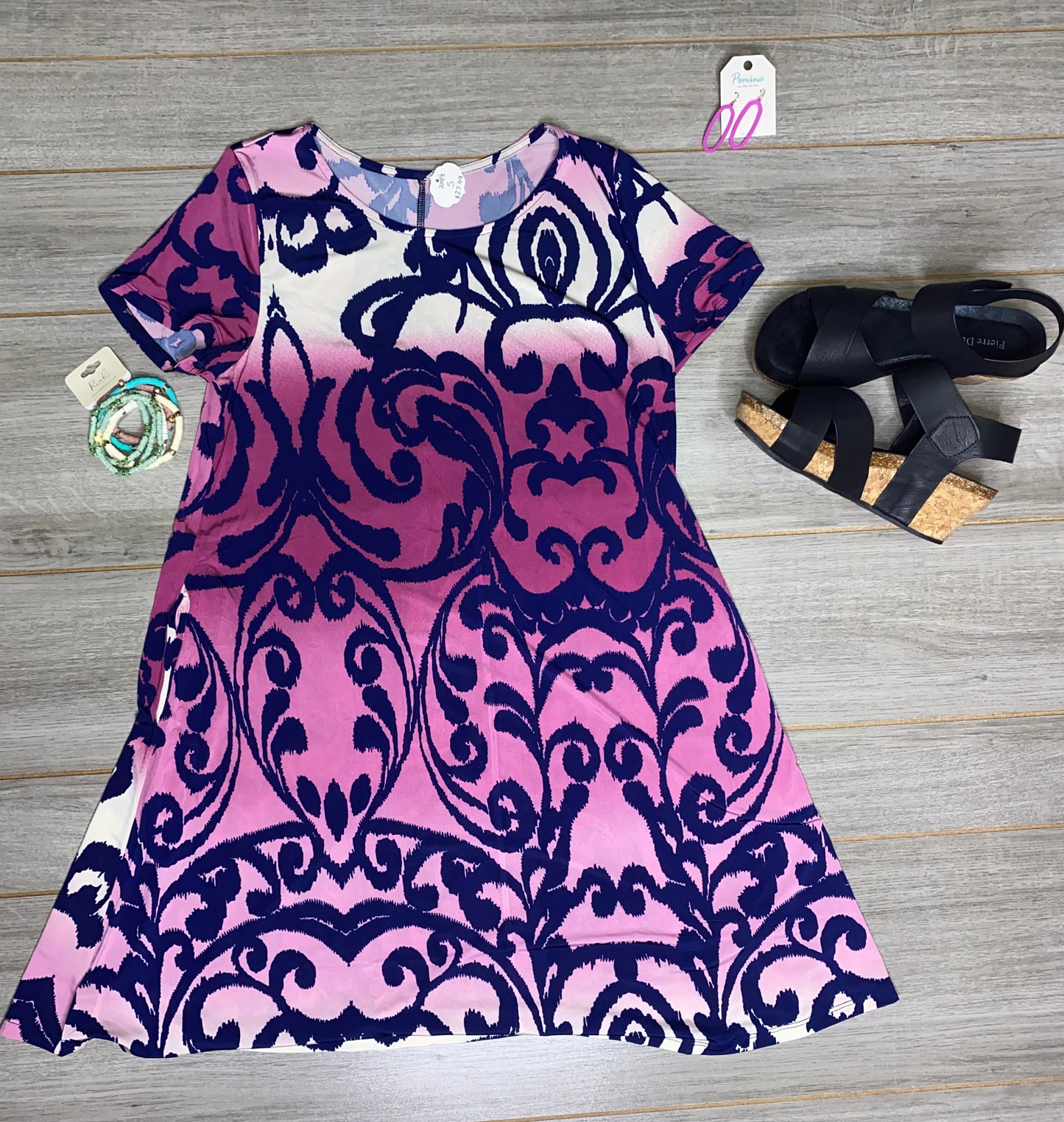 Pink Abstract Combo Dress
