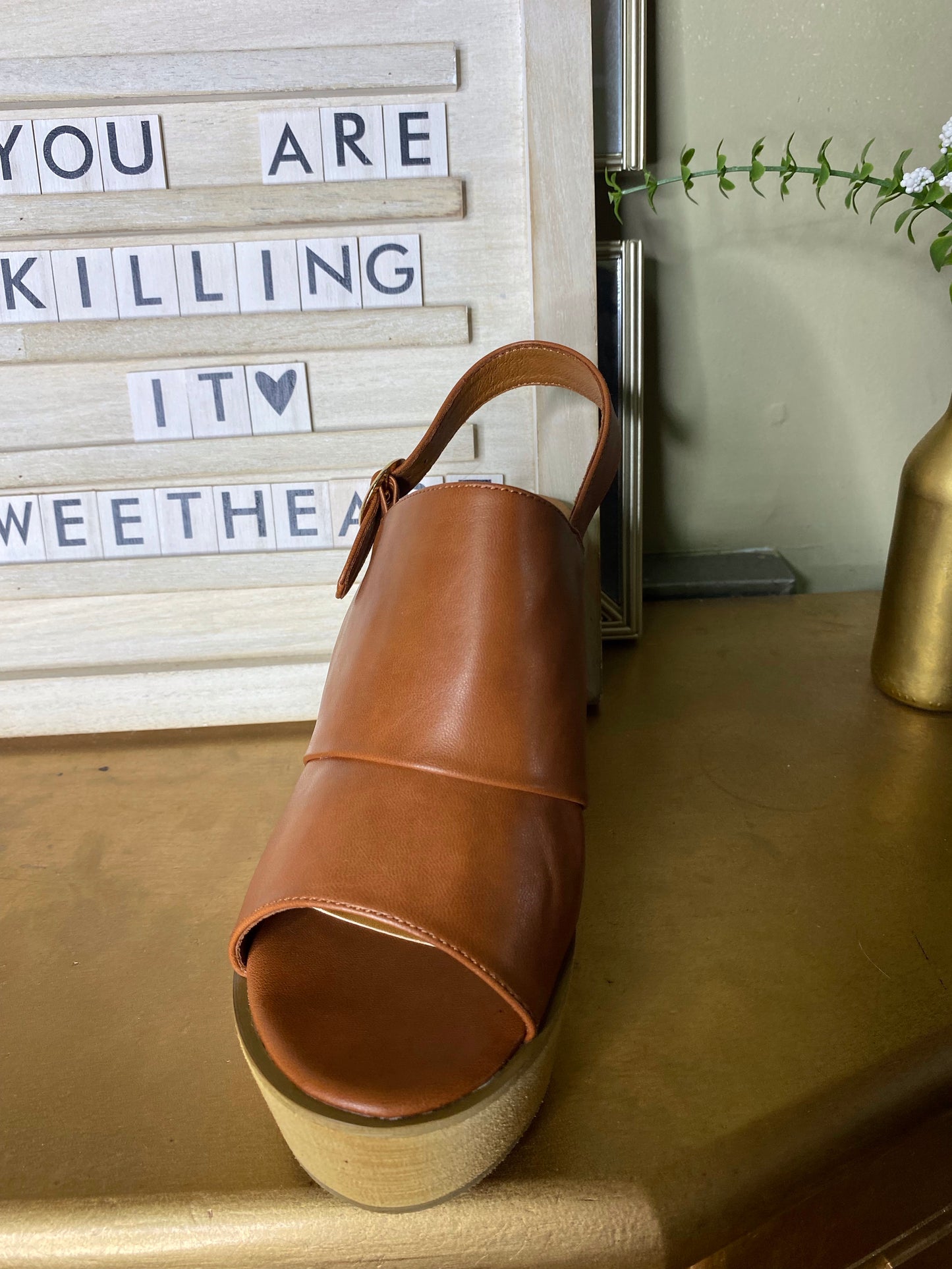 Zada-2 New Tan Block Wedges