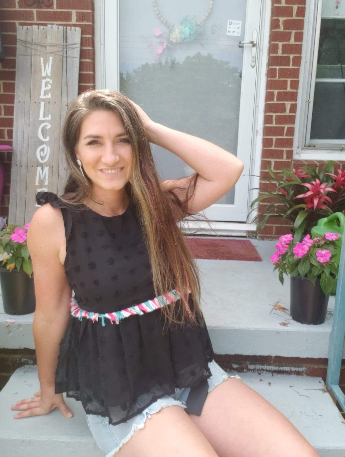 Black Swiss Dot Top: Fun Fringe