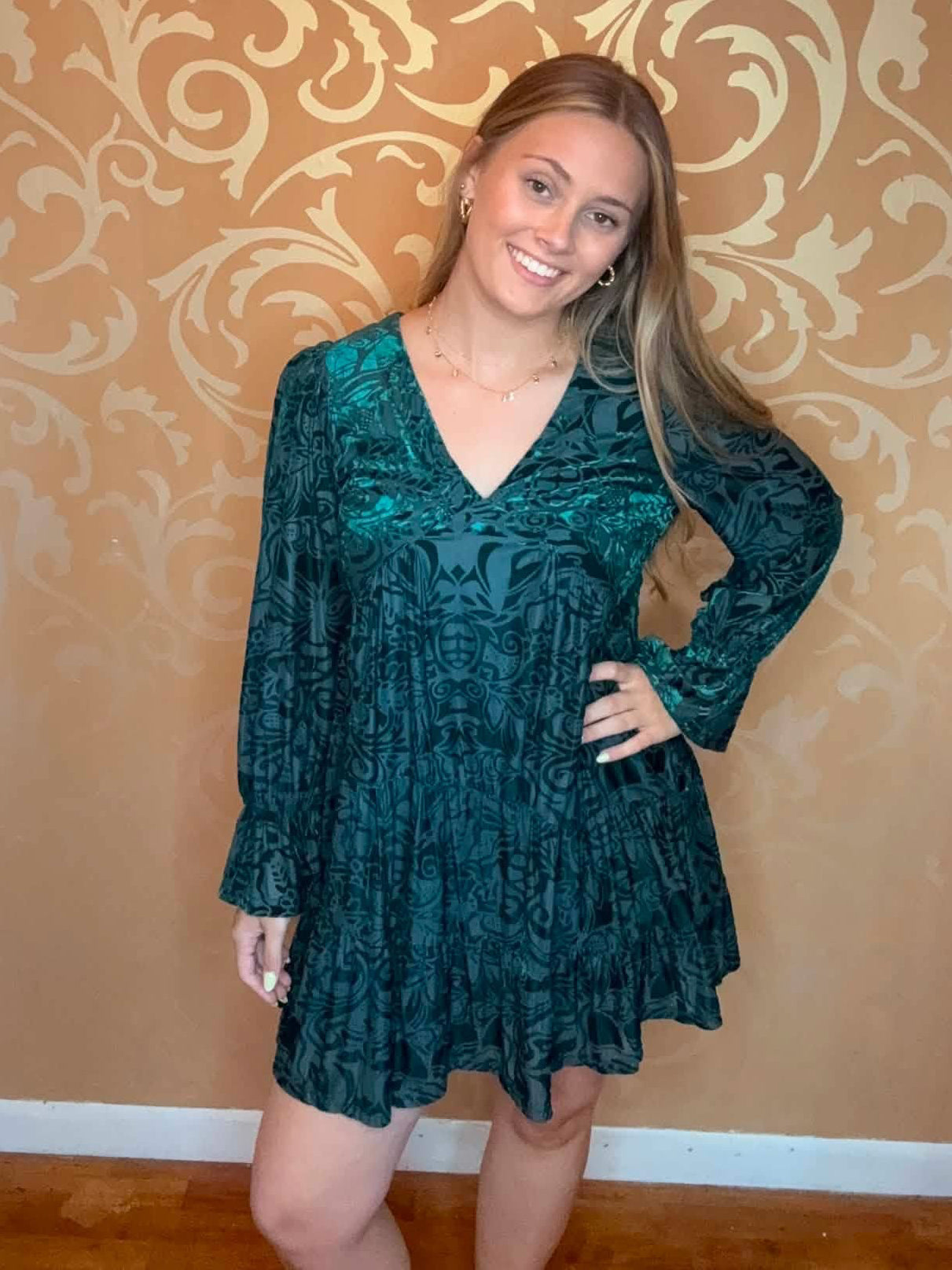 Emerald Velvet Dress