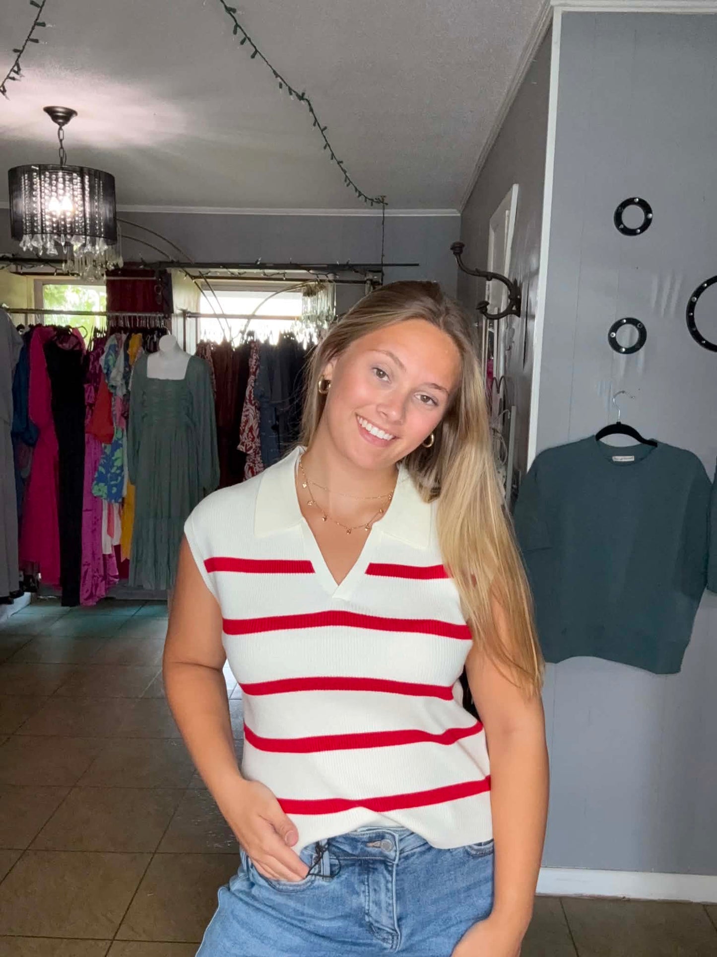 Stripe Collared Tops