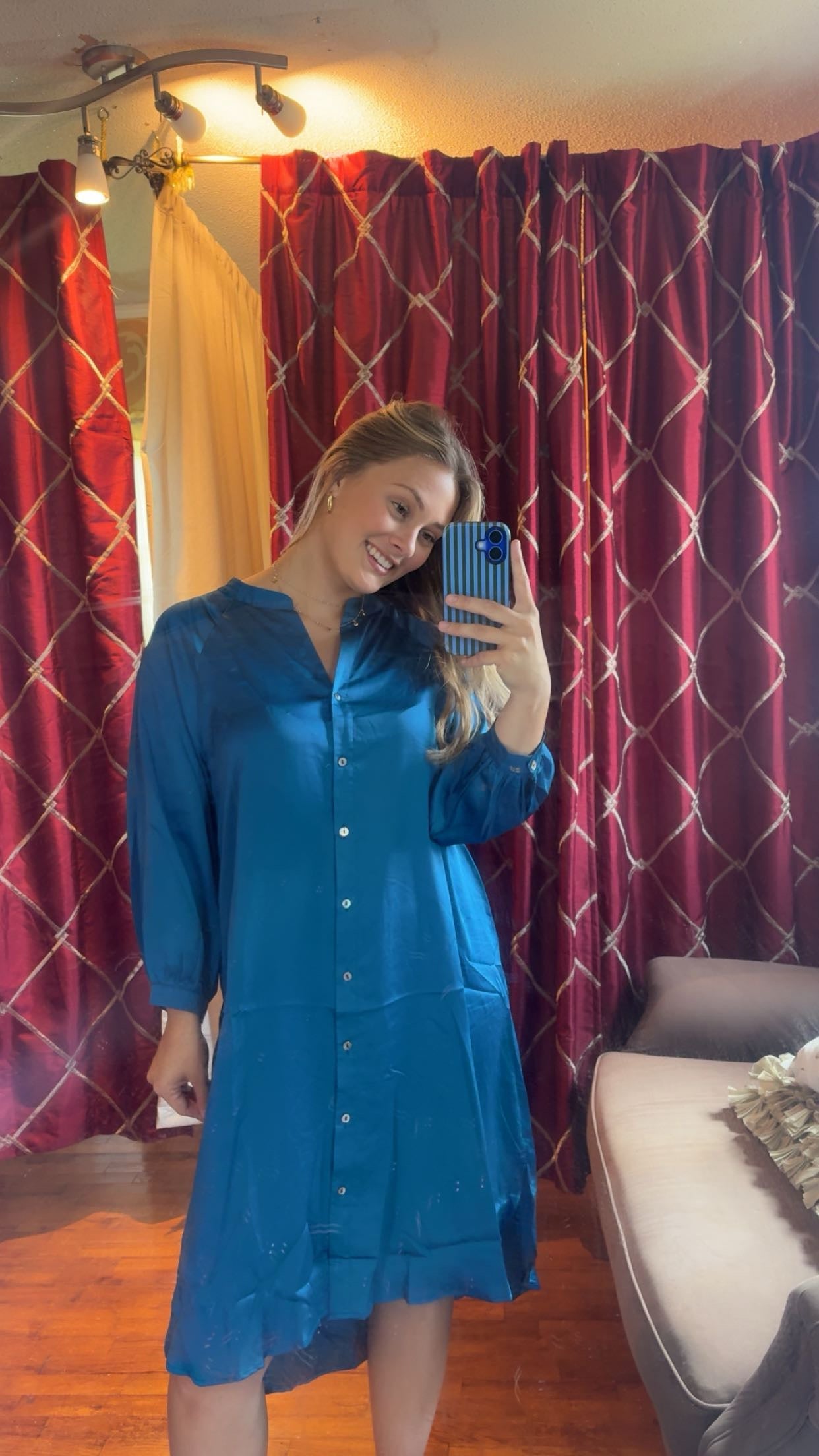Ocean Blue Satin Dress