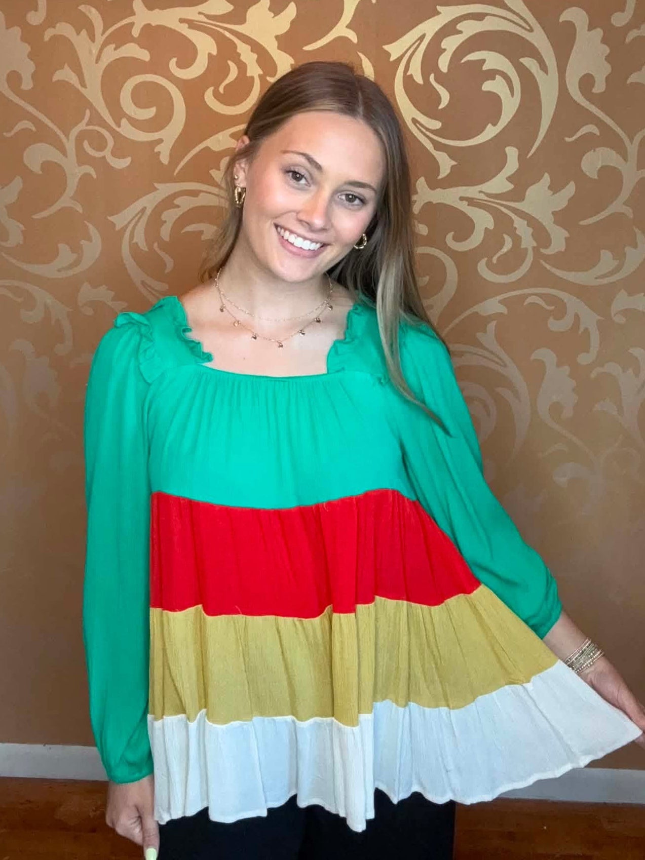 Colorblock Babydoll Top