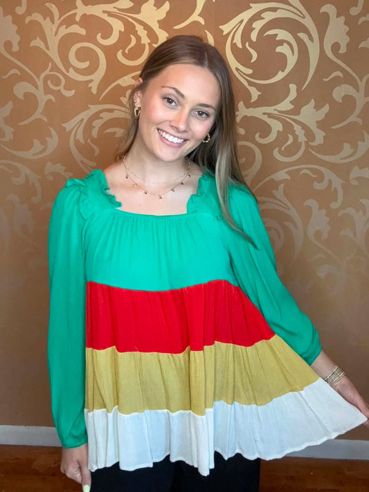 Colorblock Babydoll Top