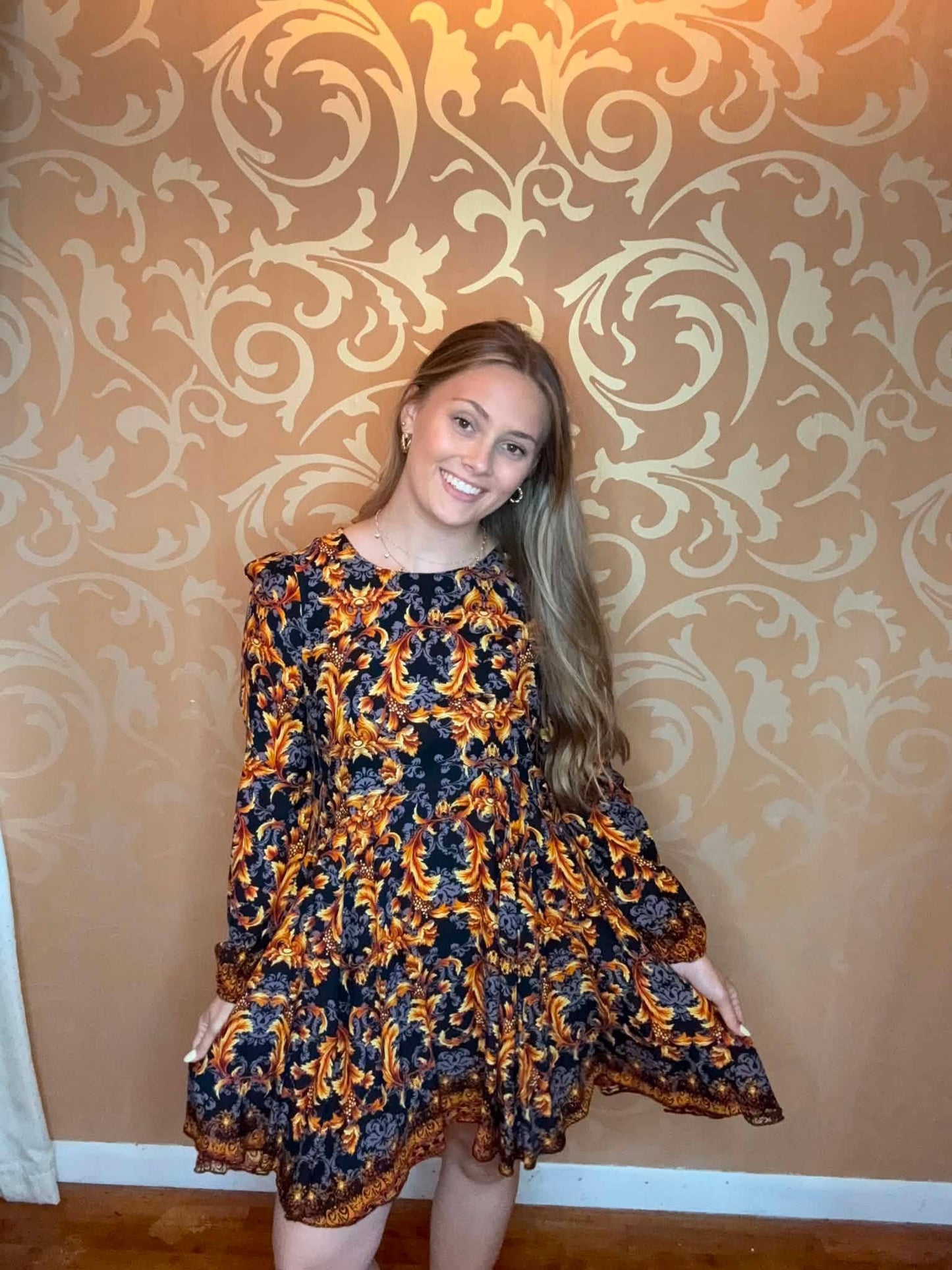 Golden Baroque Tiered Dress