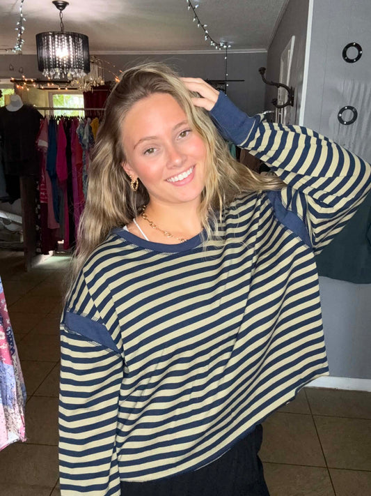 Striped Open Back Top