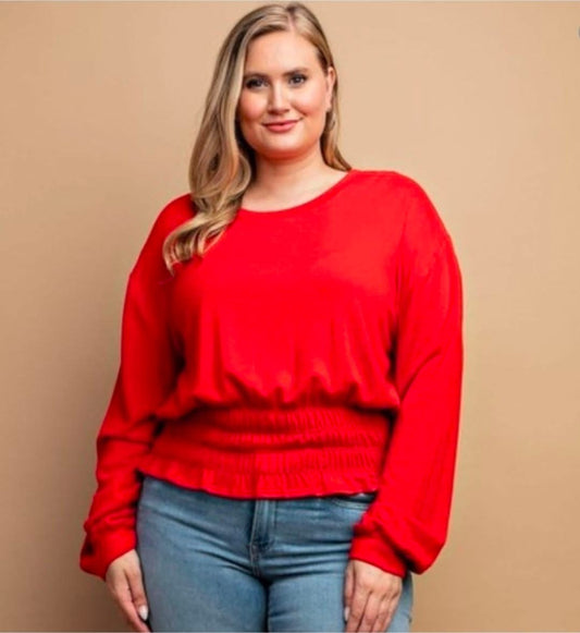 Cherry Smocked Top