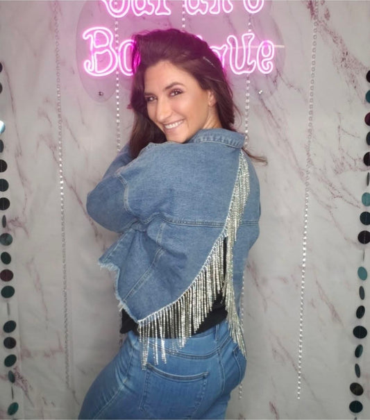 Sequin Fringe Denim Jacket