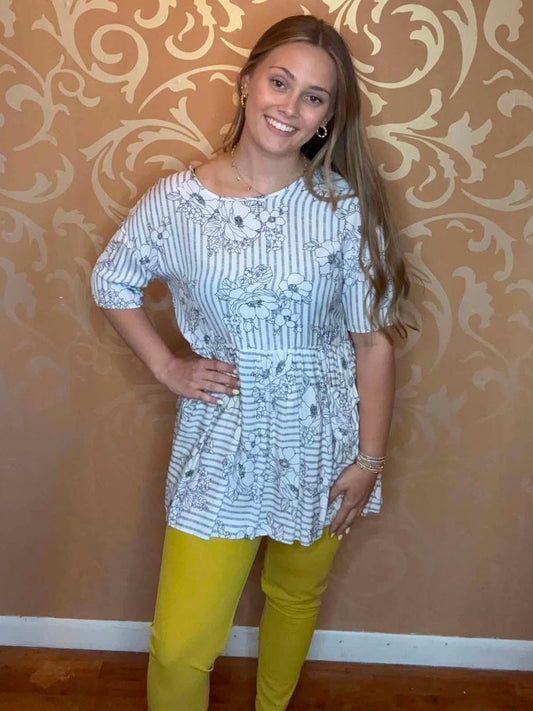 Petals and Pinstripes Top