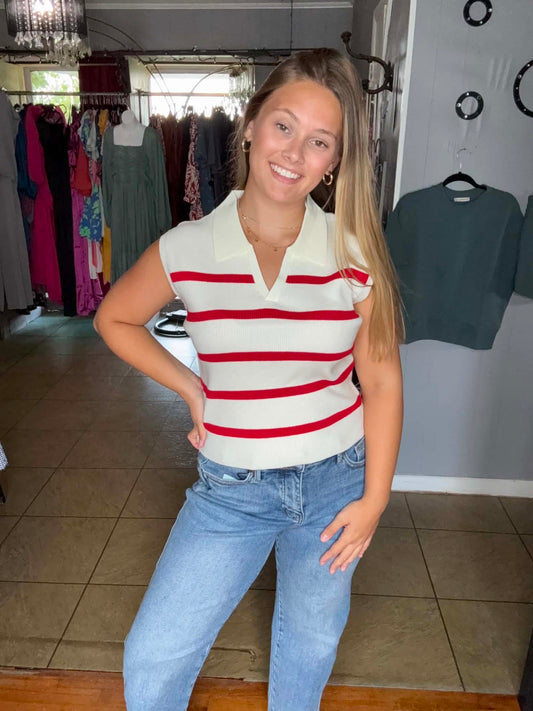 Stripe Collared Tops