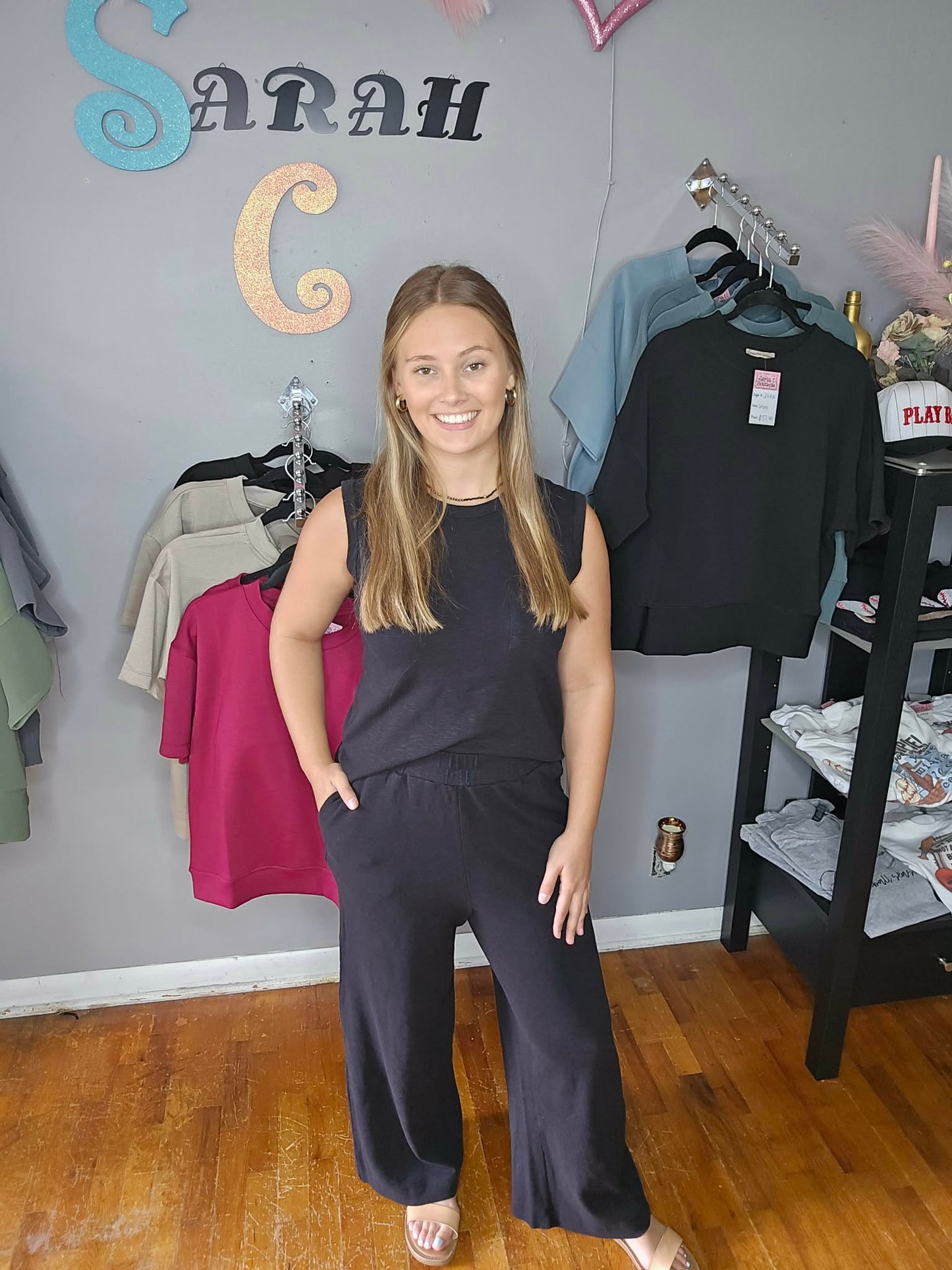 Black Sleeveless Top And Pant Set
