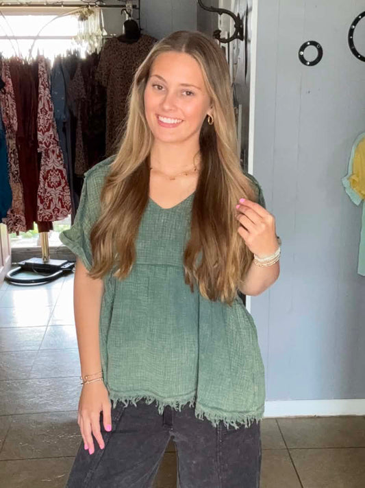Green Acid Wash Top