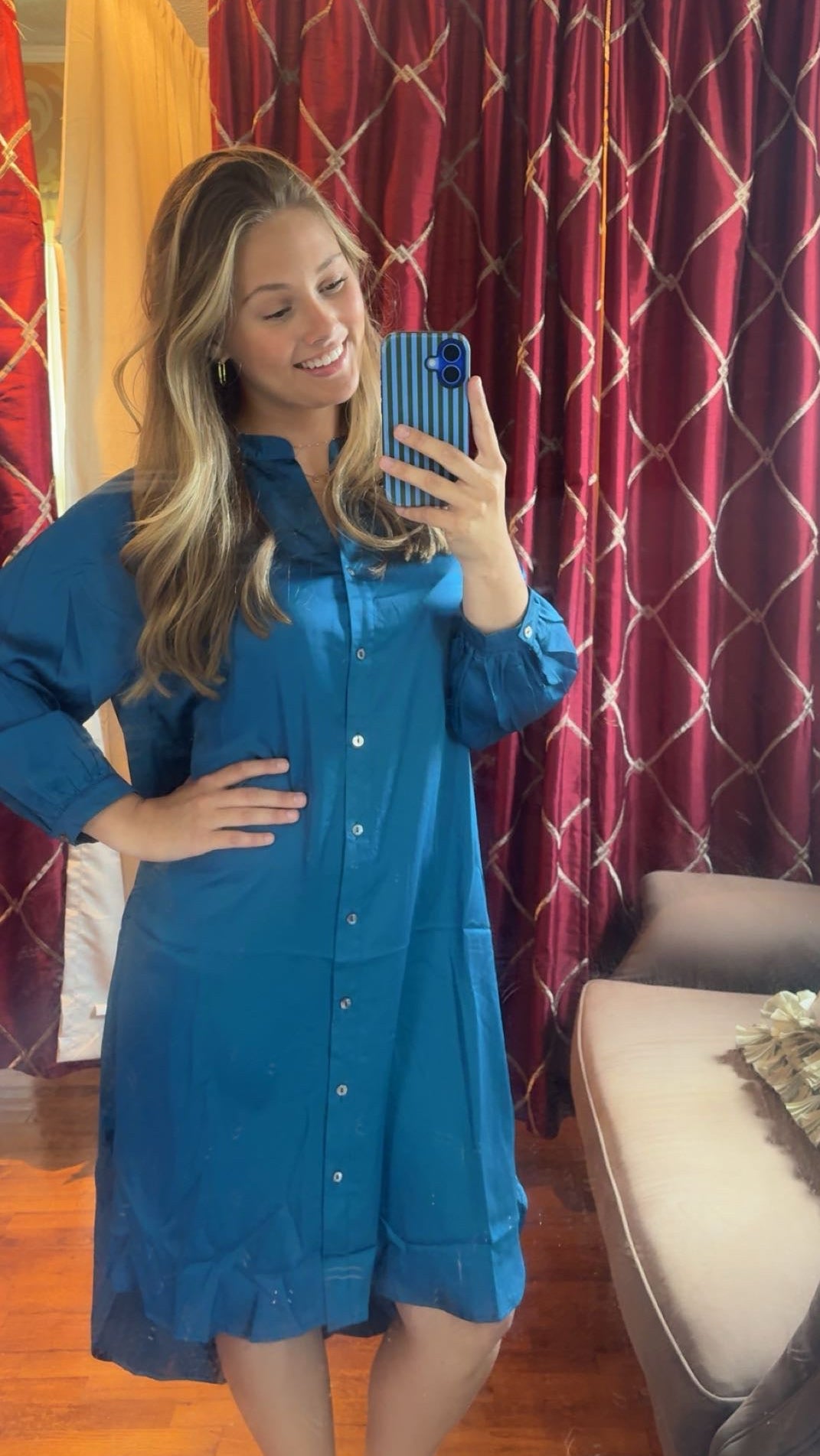 Ocean Blue Satin Dress