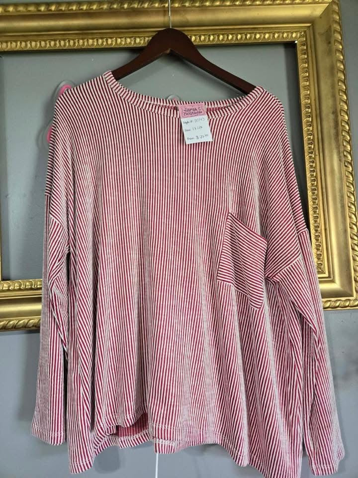Red and White Striped Top