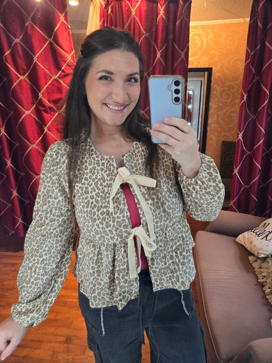 Leopard Tie Top
