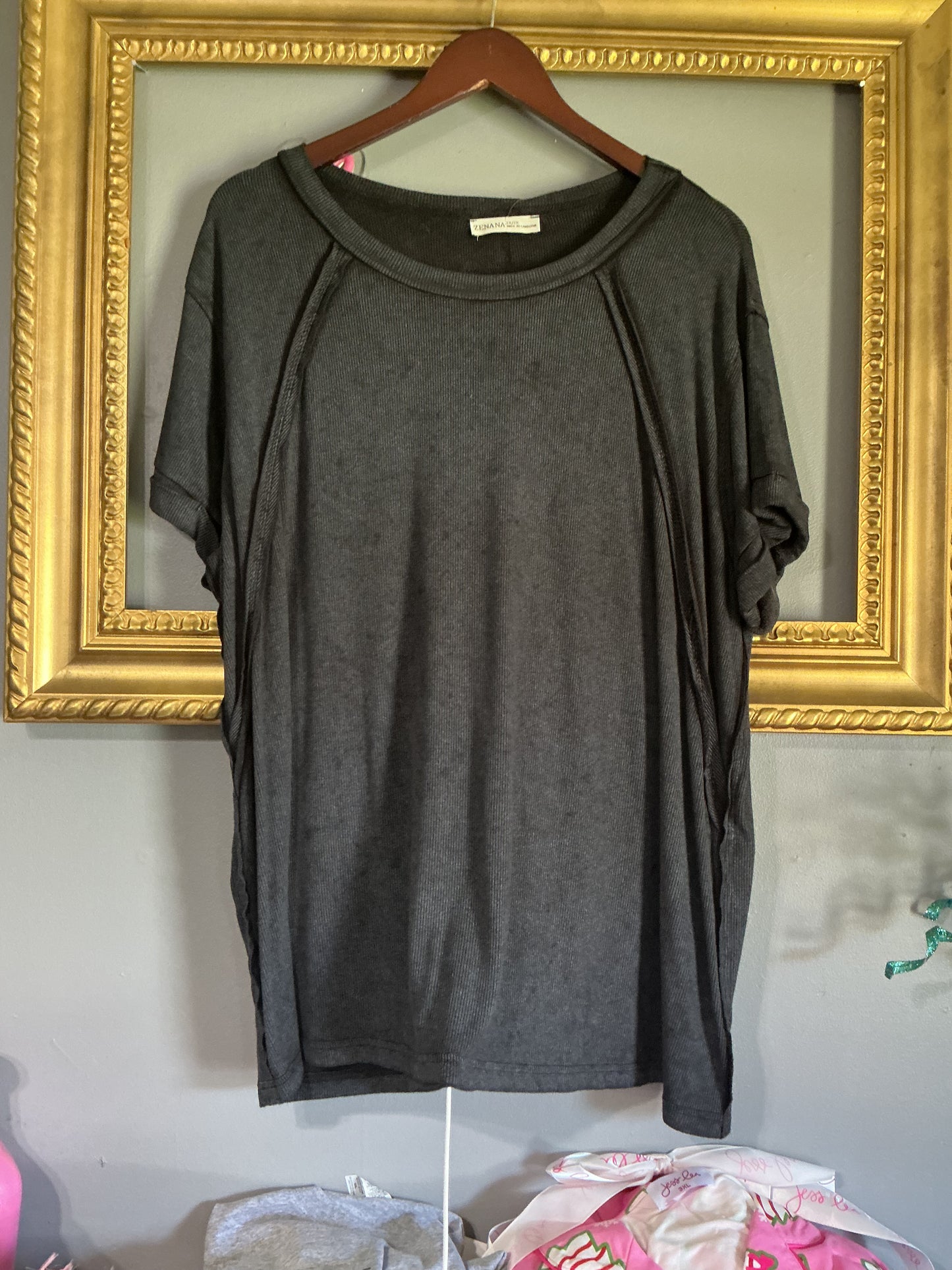 Black Acid Wash Top