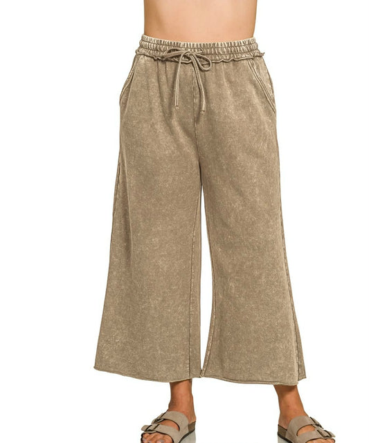 Zenana Acid Wash Wide Leg Pants