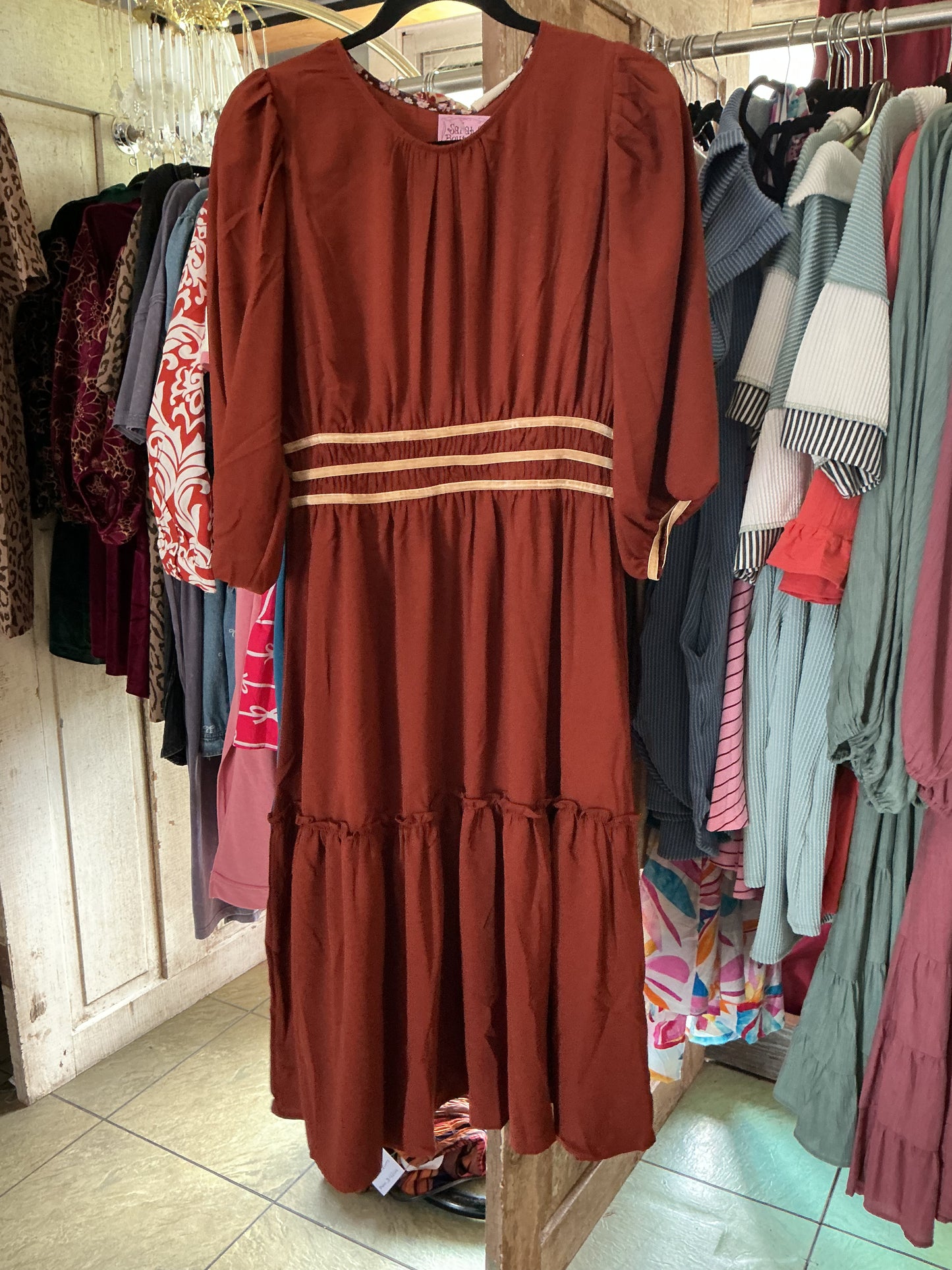 Burnt Orange Midi Dress