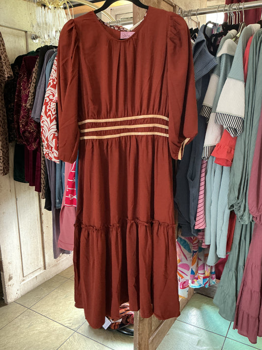 Burnt Orange Midi Dress