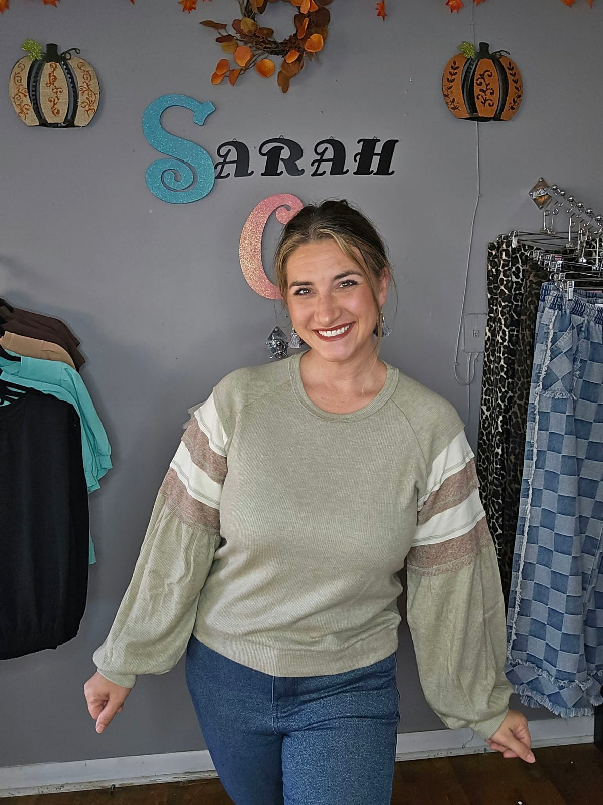 Olive Colorblock Top