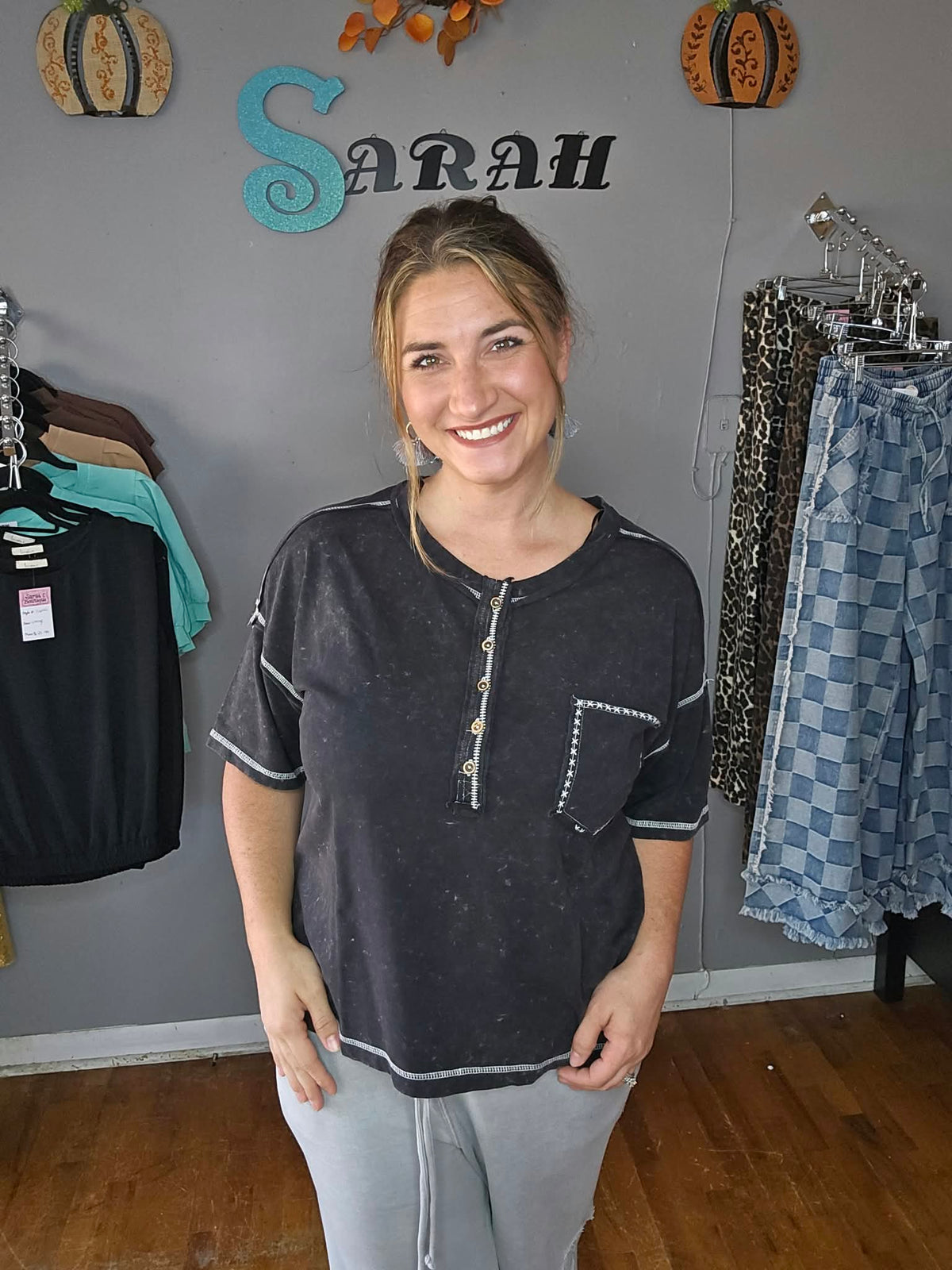 Black Mineral Washed Top