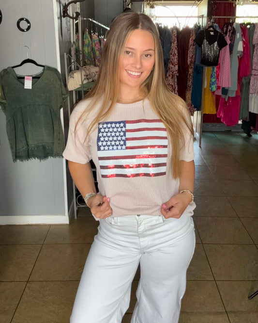 Sequin Flag Top