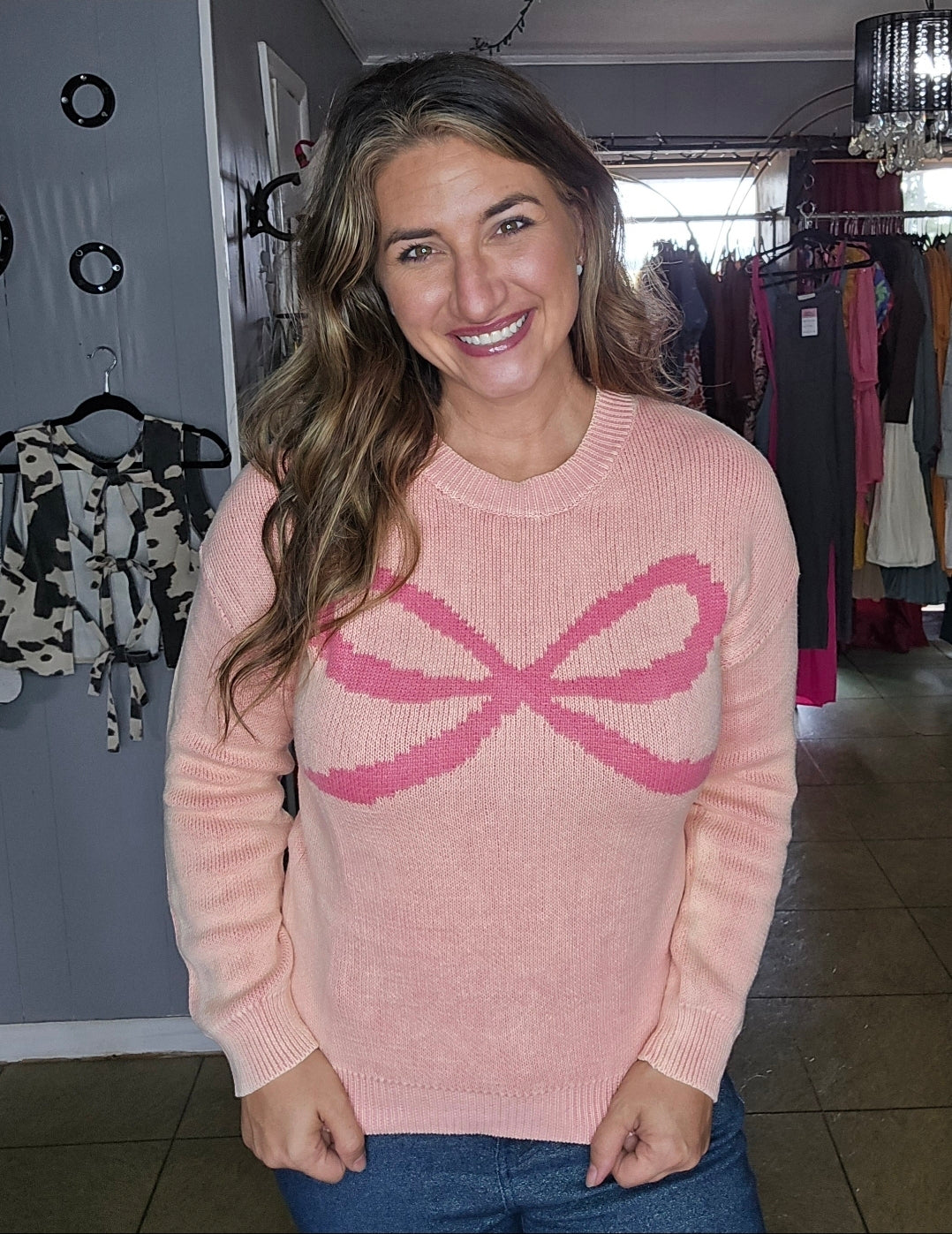 Pink Bow Cozy Sweater