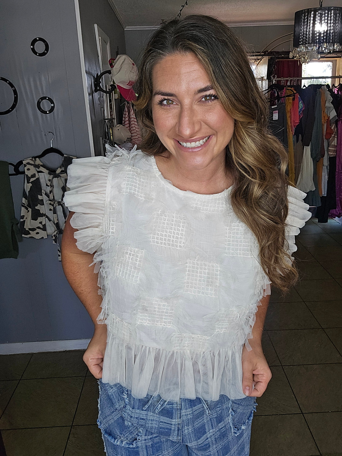 Ivory Lace Patchy Top