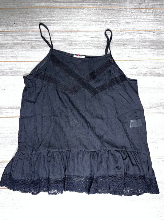 Black Semi-Sheer Tank with Lace Trim