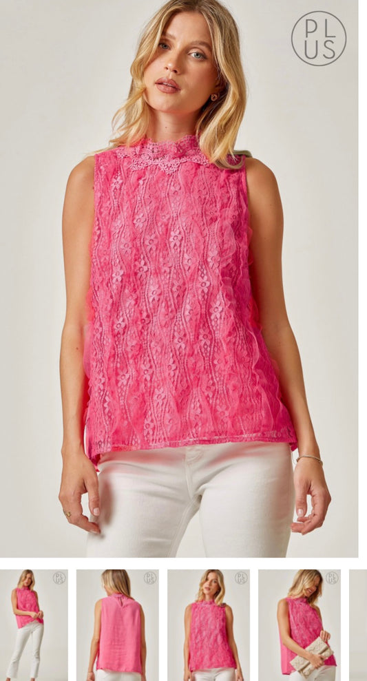 “Classy & I Know It” Lace Top in Pink