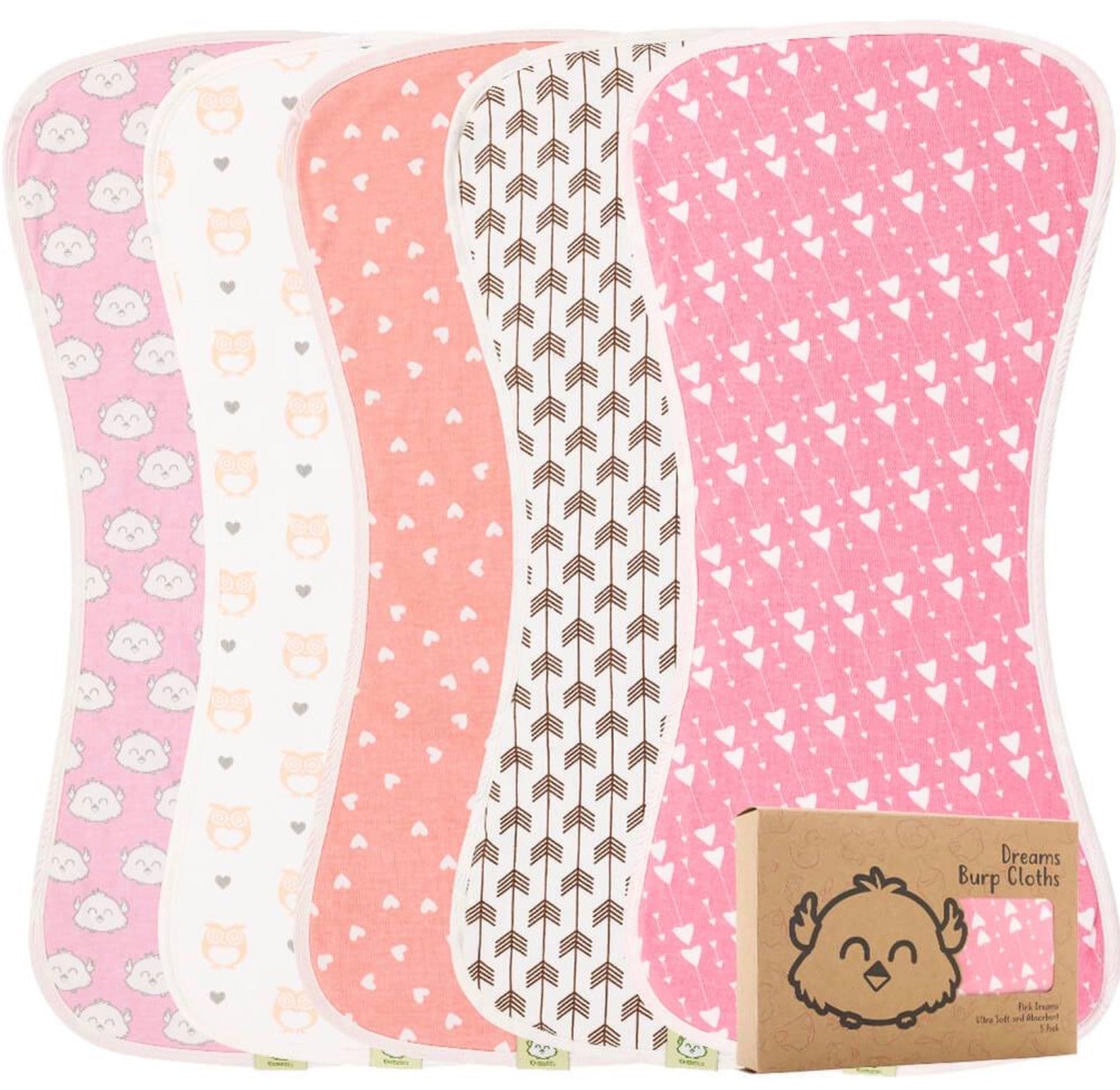 Organic Baby Burp Cloths-5 Pack Set